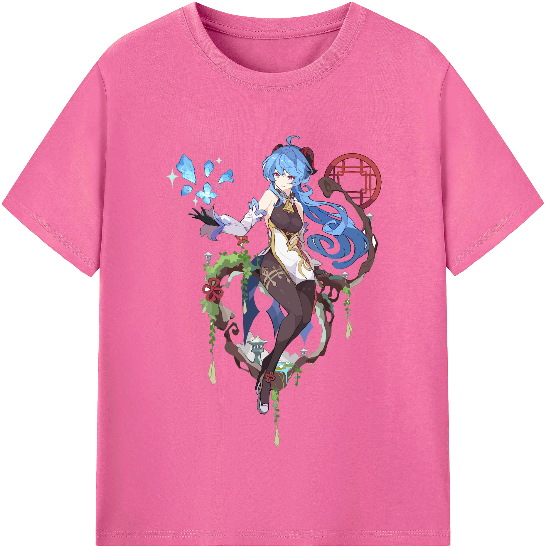 げんし神 甘雨 かんう genshin Ganyu レディースカジュアルプリントTシャツ（綿100％）